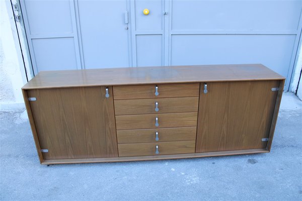 Chestnut Sideboard with Solid Metal Handles from Saporiti, 1970s-EH-677138