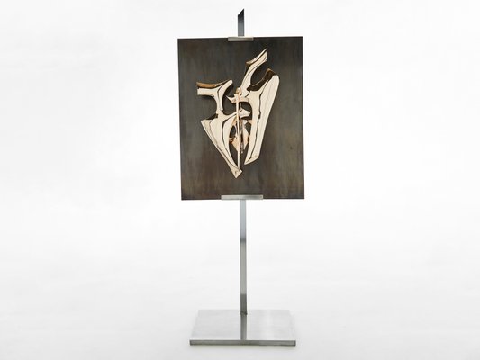 Chevalet Steel & Bronze Sculptural Floor Lamp by Fred Brouard, 1976-YJA-1348235