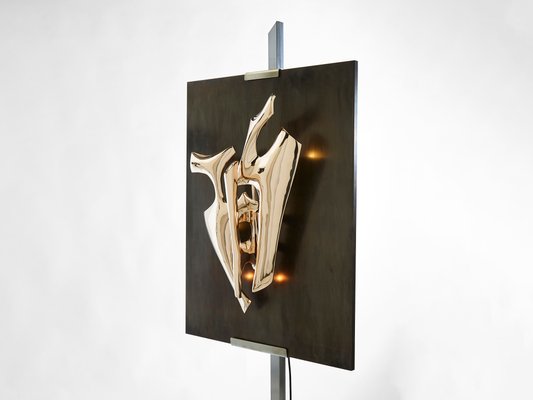 Chevalet Steel & Bronze Sculptural Floor Lamp by Fred Brouard, 1976-YJA-1348235