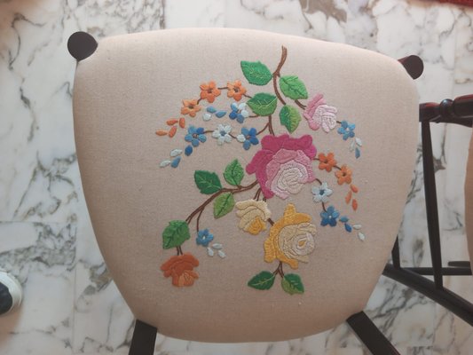 Chiavarina Campanino Chairs with Hand-Embroidered Seats from Fratelli Levaggi, 1960s, Set of 2-EBW-2017391