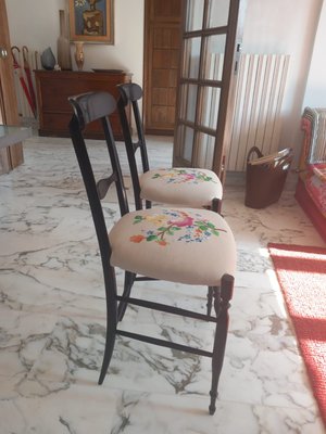 Chiavarina Campanino Chairs with Hand-Embroidered Seats from Fratelli Levaggi, 1960s, Set of 2-EBW-2017391