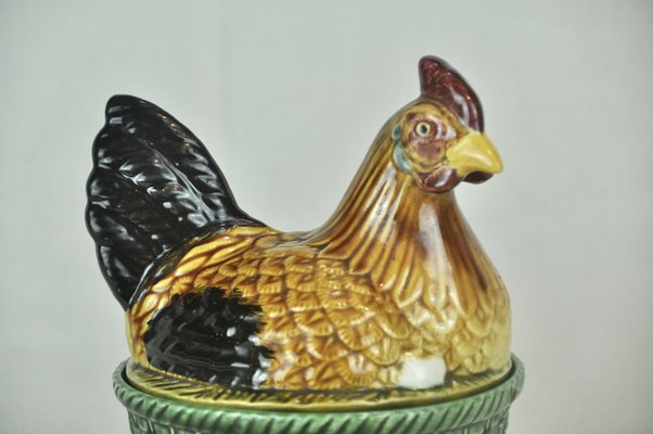 Chicken-Shaped Egg Cup with Green Base, 1970s-ROJ-2041055