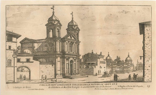 Chiesa di Sant'Athanagio e Collegio della Natione de Greci - Original Etching Second Half of 17th Century-ZCI-755078