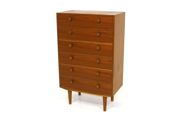 Chiffonnier Tallboy Chest of Drawers in Walnut, Sweden, 1960s-GEK-924455