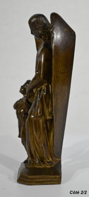 Child Led by an Angel, 1900, Patinated Bronze Sculpture-RVK-1340501