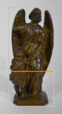 Child Led by an Angel, 1900, Patinated Bronze Sculpture-RVK-1340501