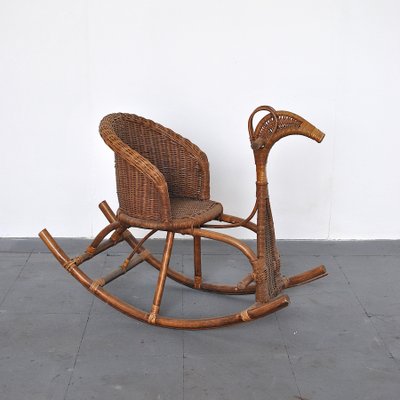 Children's Rattan Rocking Chair / Horse, 1950s-JQO-872602