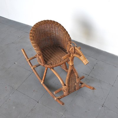 Children's Rattan Rocking Chair / Horse, 1950s-JQO-872602