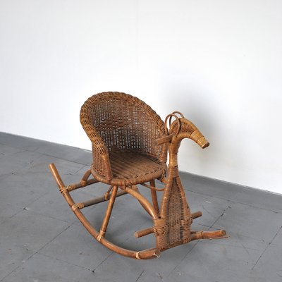 Children's Rattan Rocking Chair / Horse, 1950s-JQO-872602