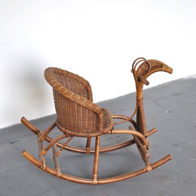 Children's Rattan Rocking Chair / Horse, 1950s-JQO-872602