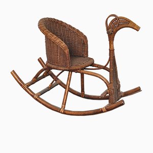 Children's Rattan Rocking Chair / Horse, 1950s-JQO-872602