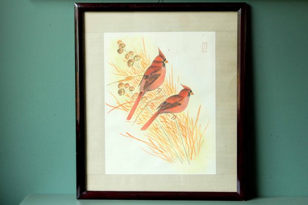 Chinese Artist, Birds, 1910s, Paintings on Rice Paper, Framed, Set of 2-ZA-1378529