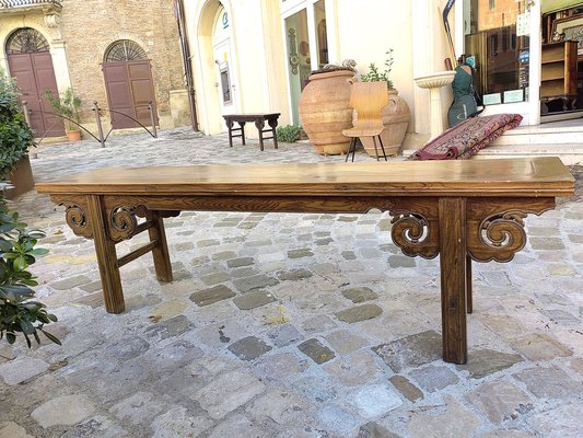 Chinese Bench in Chestnut Wood Built in Interlocking System without Nails, 18th Century-ZFY-1755172