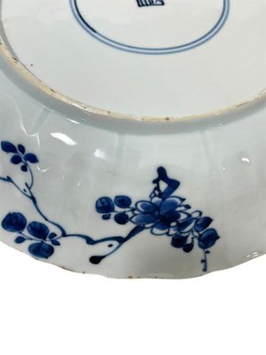 Chinese Blue and White Kraak Kangxi Porcelain Plate with Silver Bracket, 1700-UCH-1224347