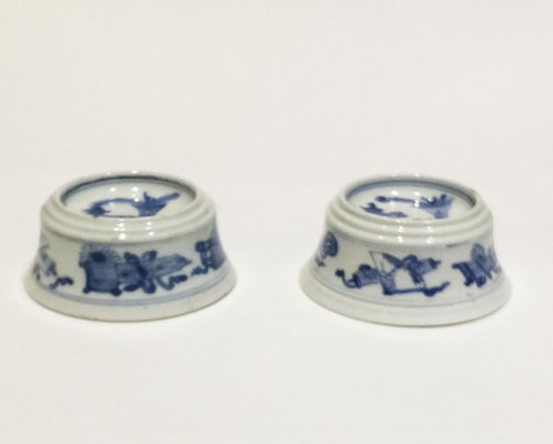 Chinese Blue & White Porcelain Salt Cellars by Kangxi, Set of 2-UCH-1224648