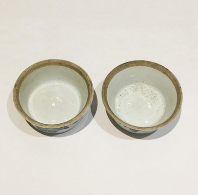 Chinese Blue & White Porcelain Salt Cellars by Kangxi, Set of 2-UCH-1224648