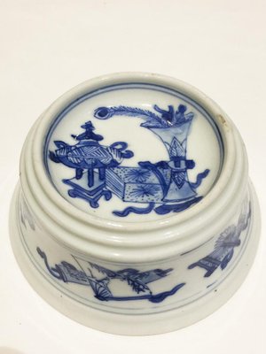 Chinese Blue & White Porcelain Salt Cellars by Kangxi, Set of 2-UCH-1224648