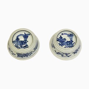 Chinese Blue & White Porcelain Salt Cellars by Kangxi, Set of 2-UCH-1224648