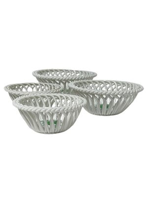 Chinese Bouquet Apponyi Green Porcelain Baskets from Herend Hungary, Set of 4-UCH-1224538