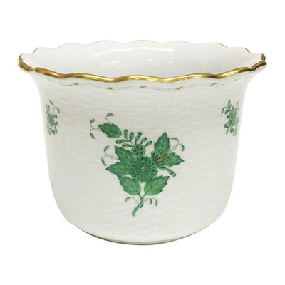 Chinese Bouquet Apponyi Green Porcelain Cachepot from Herend-UCH-1224954