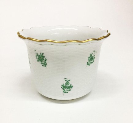 Chinese Bouquet Apponyi Green Porcelain Cachepot from Herend-UCH-1224954