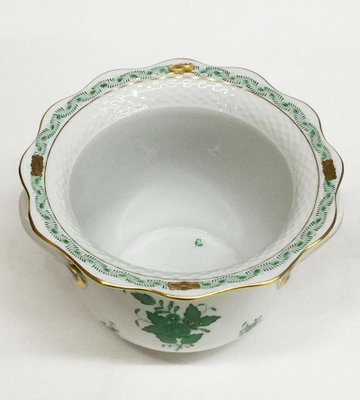 Chinese Bouquet Apponyi Green Porcelain Cachepots from Herend, Set of 2-UCH-1224617