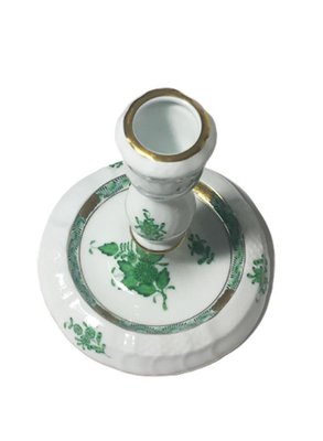 Chinese Bouquet Apponyi Green Porcelain Candleholders from Herend Hungary, Set of 2-UCH-1224522