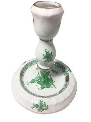 Chinese Bouquet Apponyi Green Porcelain Candleholders from Herend Hungary, Set of 2-UCH-1224522