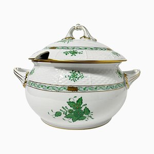 Chinese Bouquet Apponyi Green Porcelain Soup Tureen with Handles from Herend-UCH-1224531