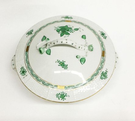 Chinese Bouquet Apponyi Green Porcelain Tureen with Handles from Herend-UCH-1224949