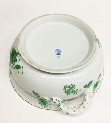 Chinese Bouquet Apponyi Green Porcelain Tureen with Handles from Herend-UCH-1224949