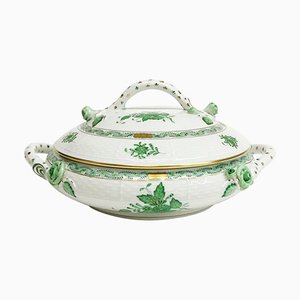 Chinese Bouquet Apponyi Green Porcelain Tureen with Handles from Herend-UCH-1224950