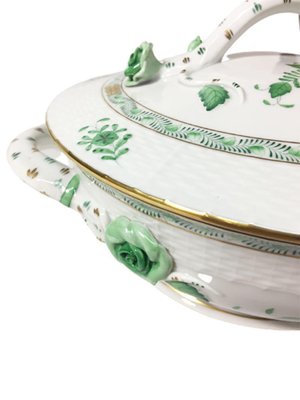 Chinese Bouquet Apponyi Green Porcelain Tureens with Handles from Herend, Set of 2-UCH-1224521