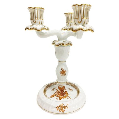 Chinese Bouquet Apponyi Rust Porcelain Candleholders from Herend Hungary, Set of 2-UCH-1224580