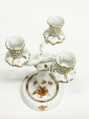 Chinese Bouquet Apponyi Rust Porcelain Candleholders from Herend Hungary, Set of 2-UCH-1224580