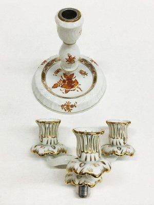 Chinese Bouquet Apponyi Rust Porcelain Candleholders from Herend Hungary, Set of 2-UCH-1224580