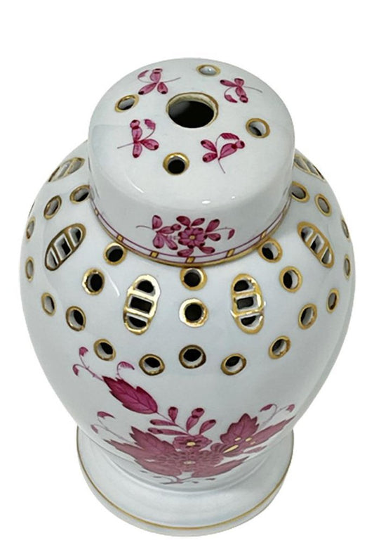 Chinese Bouquet Potpourri Lidded Vase in Porcelain, 1920