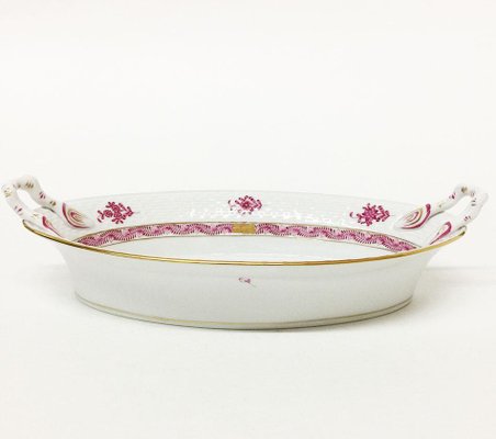 Chinese Bouquet Raspberry Porcelain Bread Basket from Herend Hungary-UCH-1224854