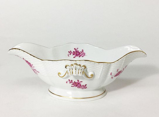 Chinese Bouquet Raspberry Porcelain Gravy Boats from Herend Hungary, Set of 2-UCH-1224464