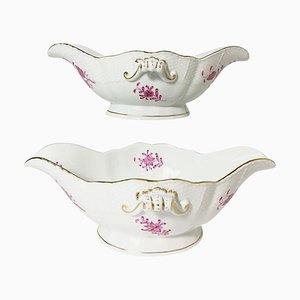 Chinese Bouquet Raspberry Porcelain Gravy Boats from Herend Hungary, Set of 2-UCH-1224464