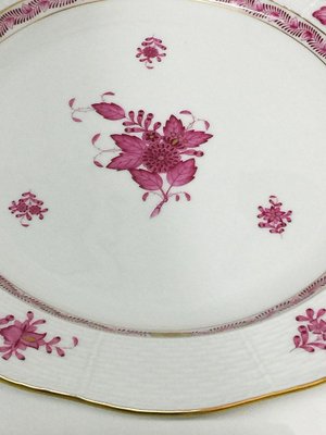 Chinese Bouquet Raspberry Porcelain Round Dish or Chop Plate from Herend Hungary-UCH-1224852