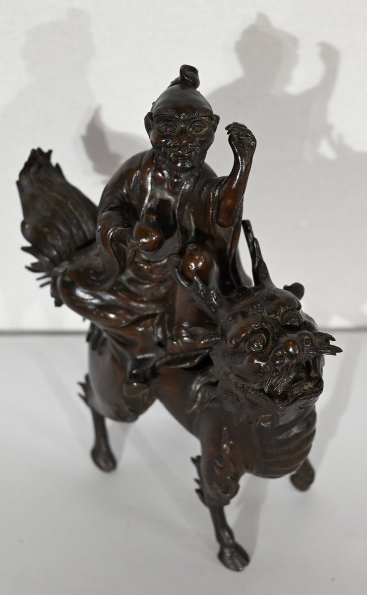 Chinese Bronze Figure with Foo Dog, Early 1900s