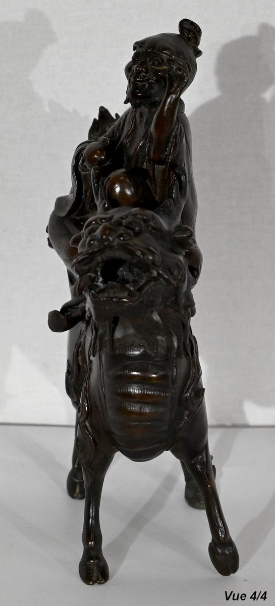 Chinese Bronze Figure with Foo Dog, Early 1900s