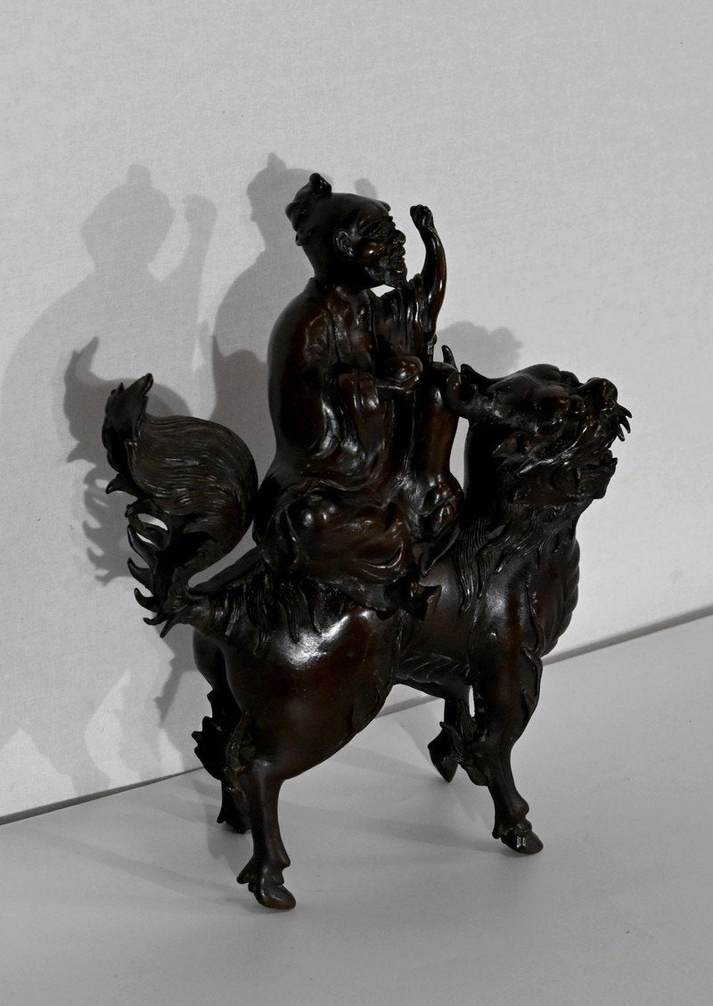 Chinese Bronze Figure with Foo Dog, Early 1900s