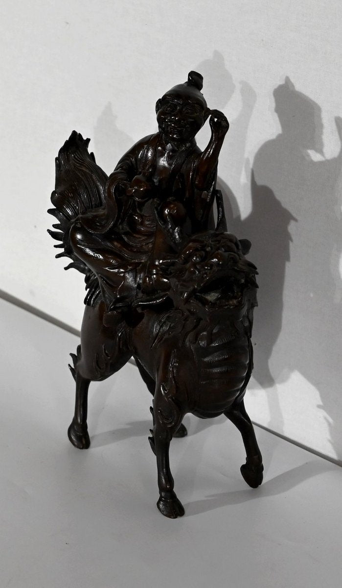 Chinese Bronze Figure with Foo Dog, Early 1900s