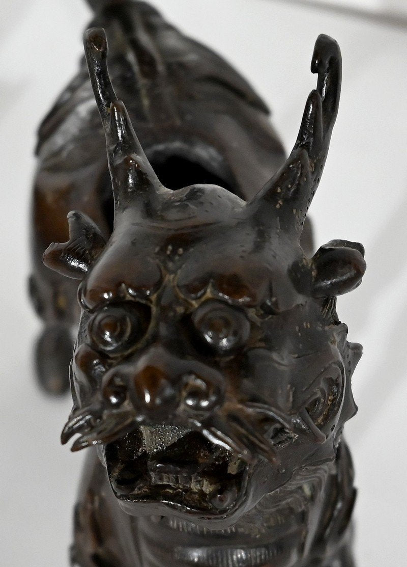 Chinese Bronze Figure with Foo Dog, Early 1900s