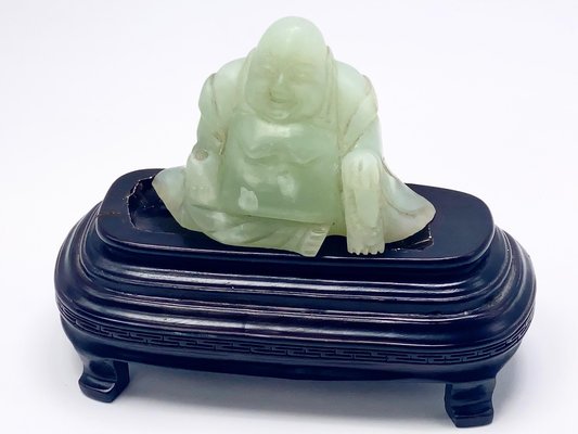 Chinese Carved Jade Figure of Laughing Buddha, Budai, 1900s-UR-1320851