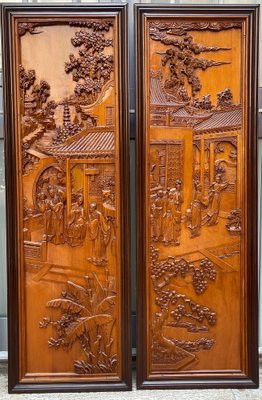 Chinese Carved Panels, 20th Century, Set of 2-PKM-1717569