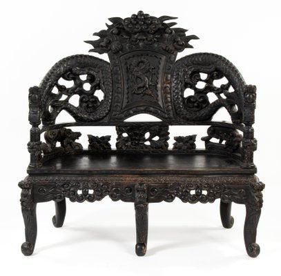 Chinese Carved Wood Living Room Set, 1930s, Set of 4-ABO-1438853