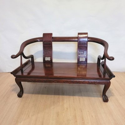 Chinese Carved Wooden Bench Seat, Late 19th Century-SYQ-1726175